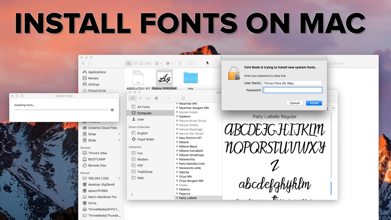 add font on mac for word